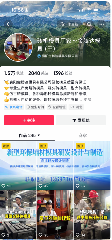 某某模具（工业制作 / 砖机模具）工业企业老板 IP