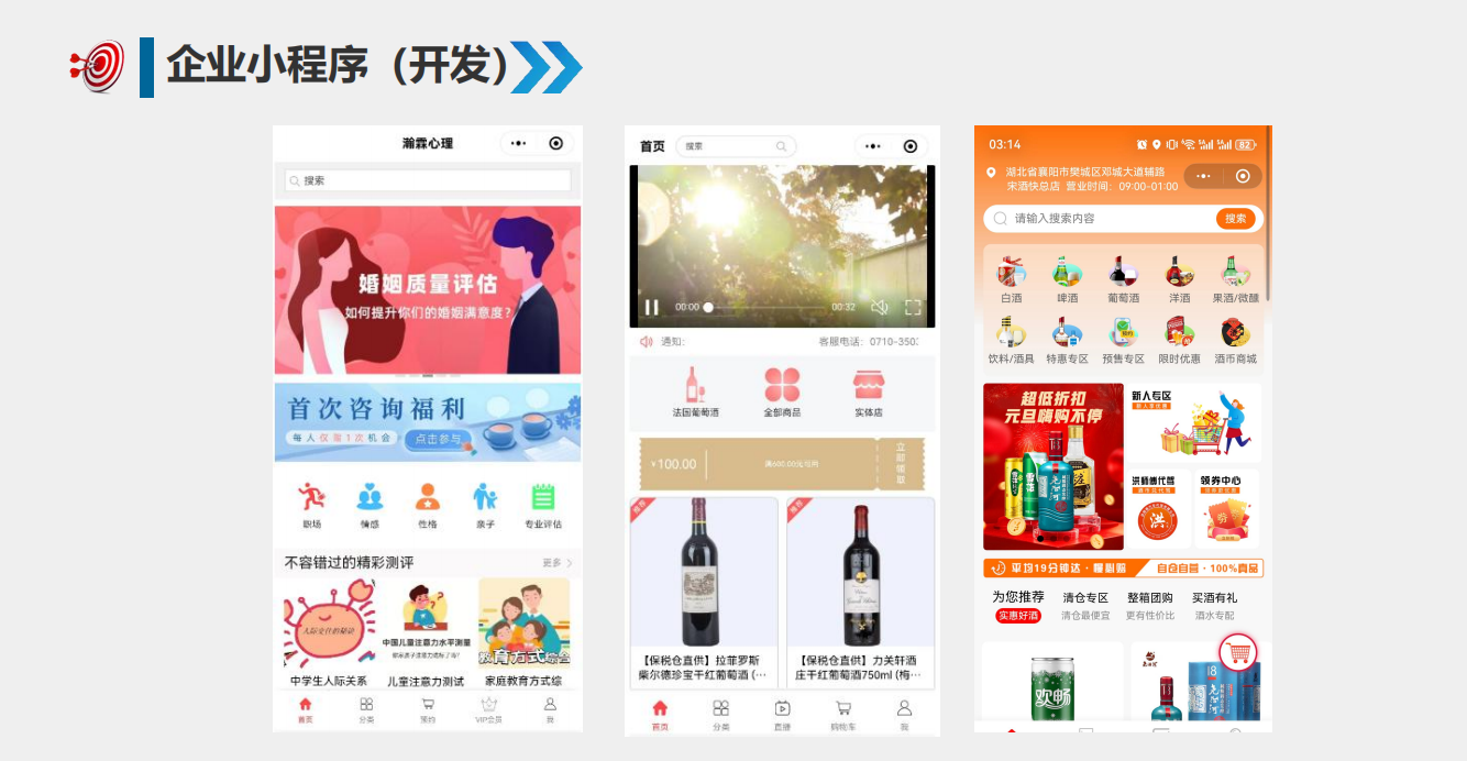 企业小法式开发 客户行业：生理征询 / 酒类零售 / 本地服务